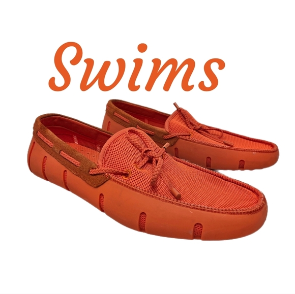 Swims Other - Swims Mens Braided Lace Loafer Sz 9.5 Deck Swim Boat Shoes Bright Orange Comfort